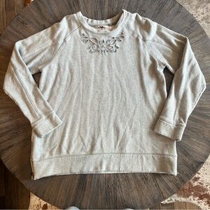 Soft Surroundings Light Green Cotton‎ Terry Cut Out Design Sweatshirt. Large.